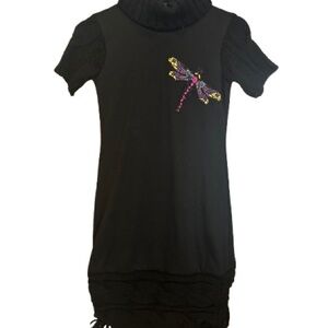 Black Dress with Dragonfly Embroidery